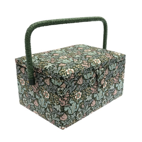 Floral Wood Block Medium Sewing Box image number 1