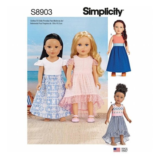 Simplicity Doll Clothes Sewing Pattern S8903 image number 1