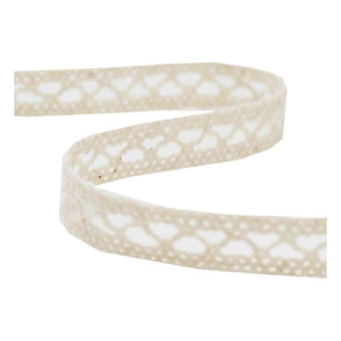 Cream Cotton Lace Ribbon 9mm x 5m image number 1