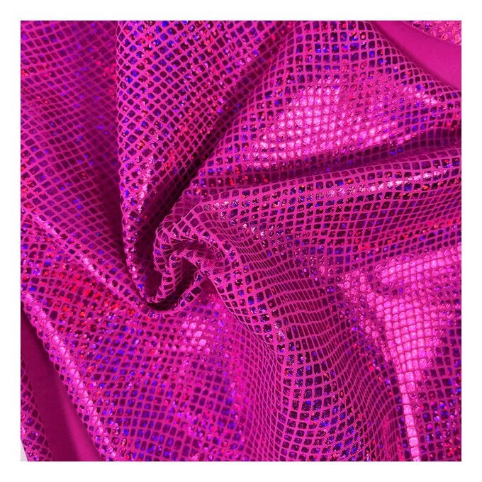 Pink Anaconda Holo Foil Poly Spandex Fabric by the Metre image number 1