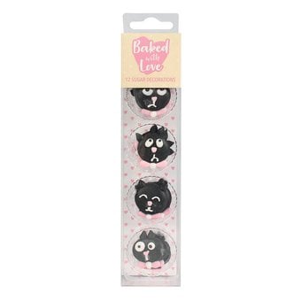 Baked With Love Black Cats Sugar Toppers 12 Pack