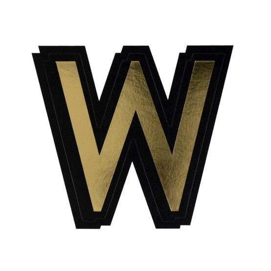 Black and Gold Vinyl Letter W Sticker 5cm image number 1
