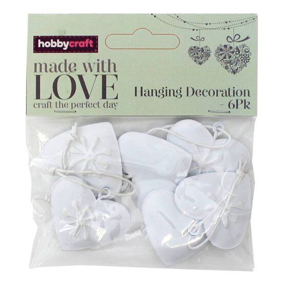 White Metal Heart Hanging Decoration 6 Pack image number 2