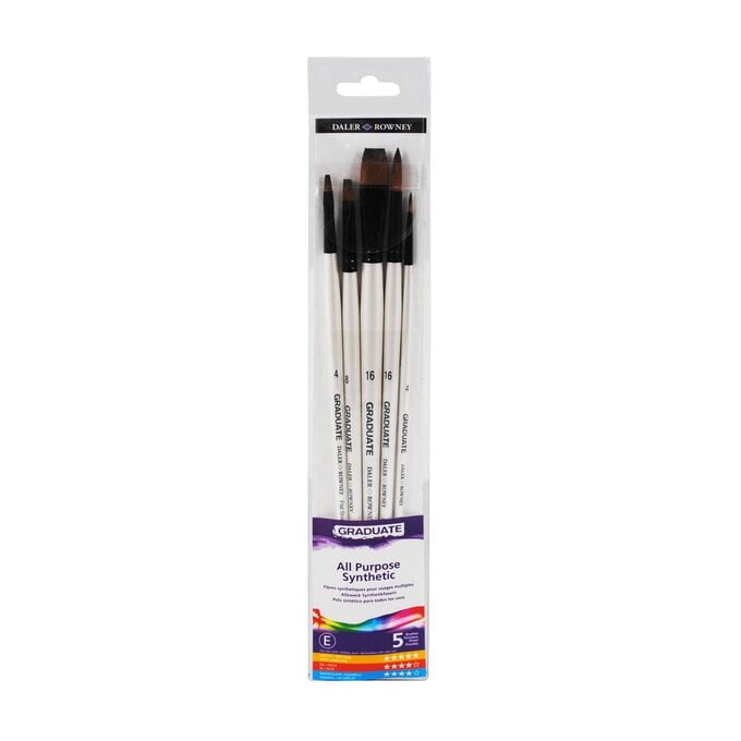 Daler-Rowney Graduate Synthetic Flat/Round Brushes 5 Pack image number 1