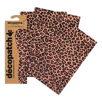 Decopatch Natural Leopard Print Paper 3 Sheets