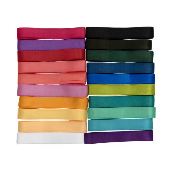 Bright Satin Faced Ribbons 15mm x 1m 20 Pack image number 1