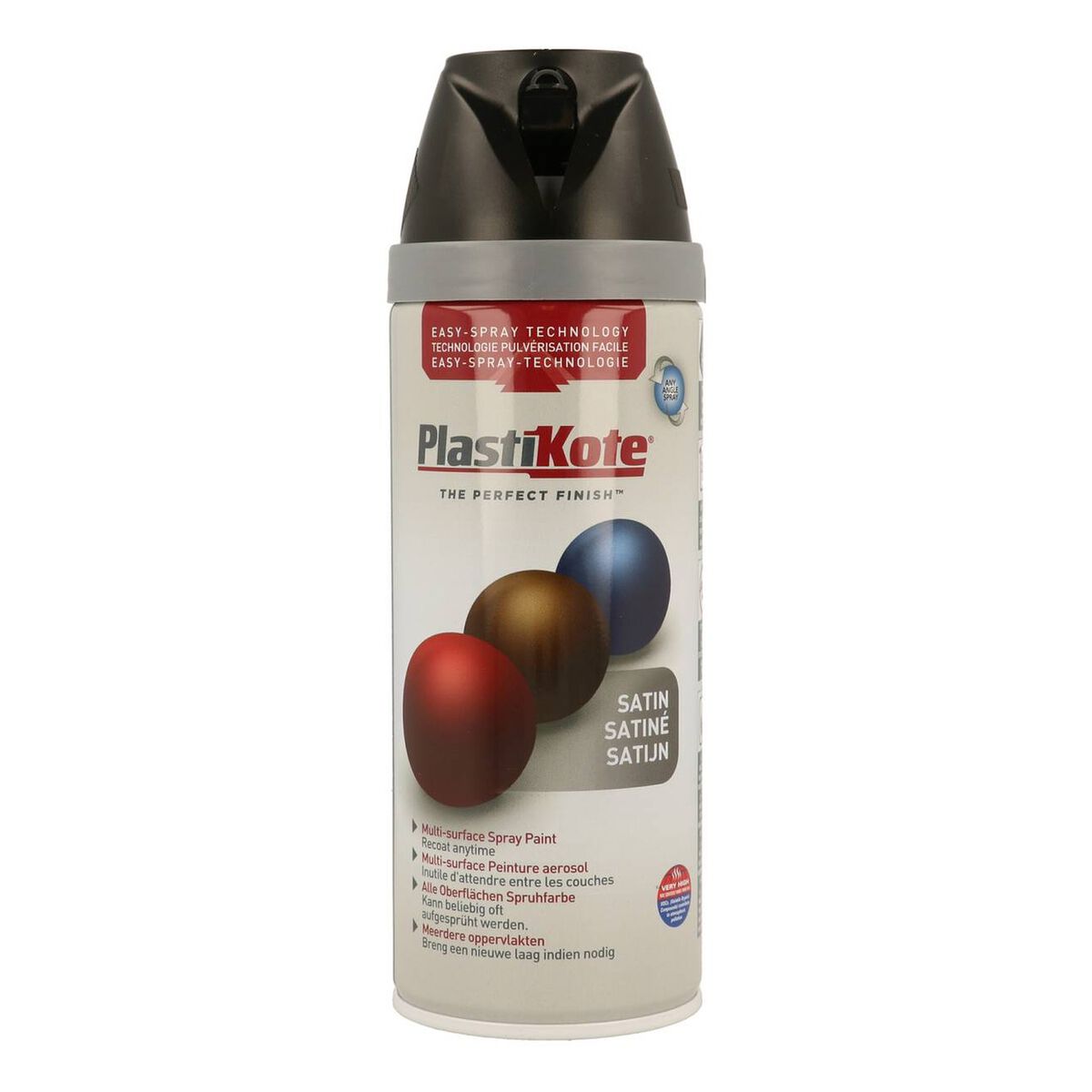 PlastiKote Black Satin Twist and Spray Paint 400ml Hobbycraft