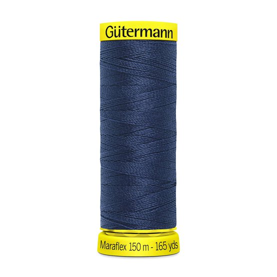 Gutermann Dark Blue Maraflex Stretchy Sewing Thread 150m (13) image number 1