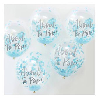 Ginger Ray Oh Baby Blue Confetti Balloons 5 Pack image number 2