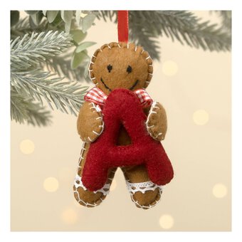 Hanging Gingerbread Felt Letter A Decoration