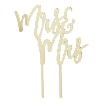 Mrs and Mrs Gold Acrylic Cake Topper