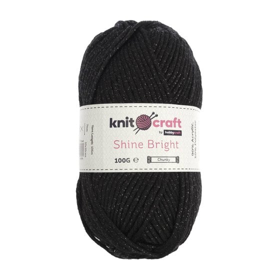 Knitcraft Black Shine Bright Chunky Yarn 100g image number 1