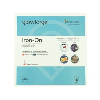 Glowforge Proofgrade Black Eco Iron-On 12 x 12 Inches 3 Pack 