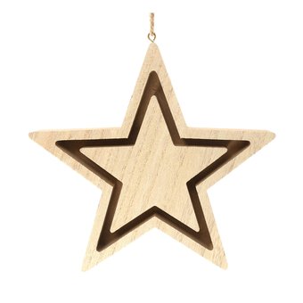 Hanging Wooden Star Decoration 19.5cm image number 3