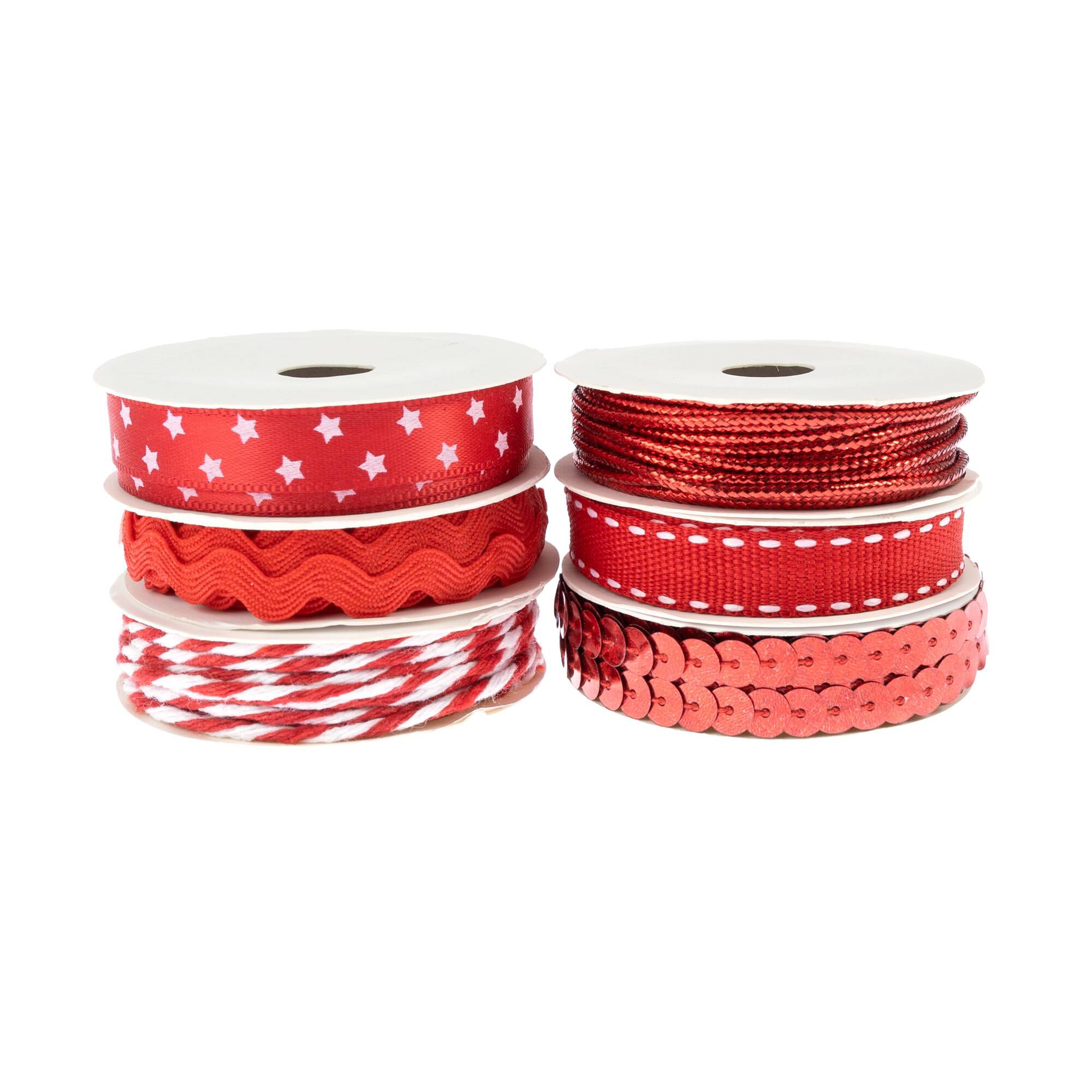 Red Ribbons and Trims 6 Pack Hobbycraft