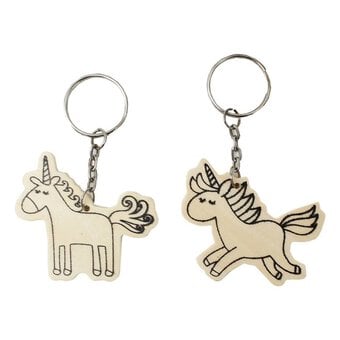 Colour Your Own Unicorn Wooden Keyring 2 Pack