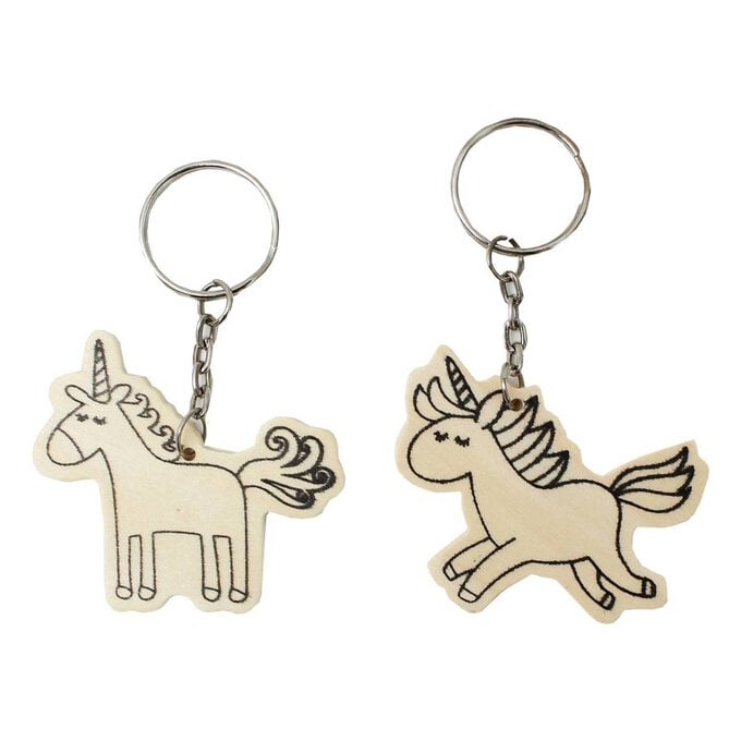 Colour Your Own Unicorn Wooden Keyring 2 Pack image number 1