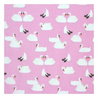 Pink Swan Polycotton Fabric by the Metre image number 2