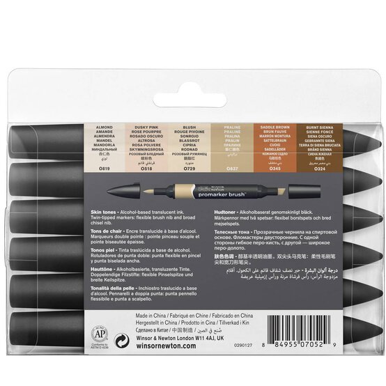 Winsor & Newton Skin Tone Promarker Brush 6 Pack image number 3