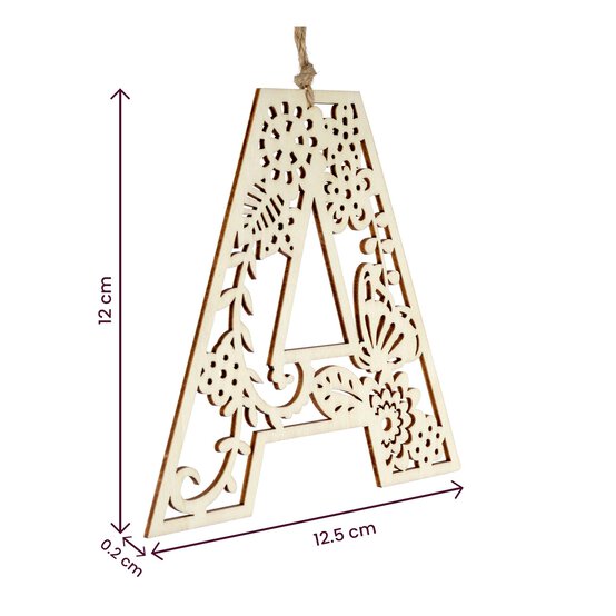 Wooden Filigree Hanging Letter A 12cm image number 4