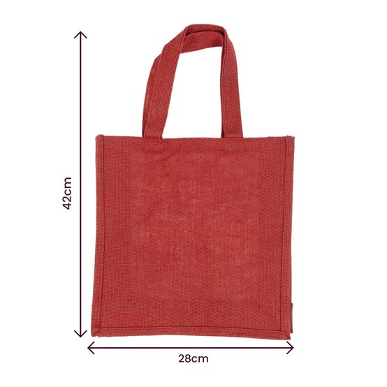Red Jute Bag 28cm x 28cm x 10cm  image number 4