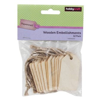 Wooden Tag Embellishments 12 Pack