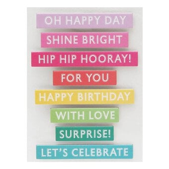 Celebration Sentiment Chipboard Toppers 8 Pack