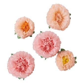 Ginger Ray Pink Tissue Paper Flowers 5 Pack image number 2