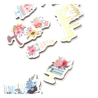 Happy Birthday Flower Cake Chipboard Stickers 8 Pack