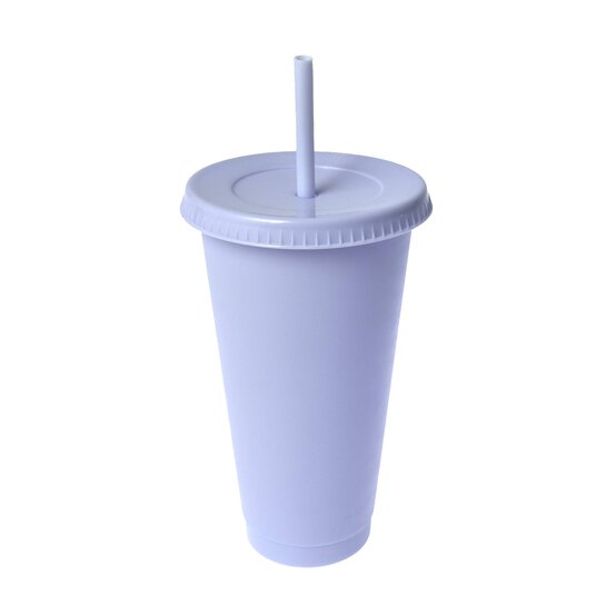 Purple Plastic Cup with Straw image number 1