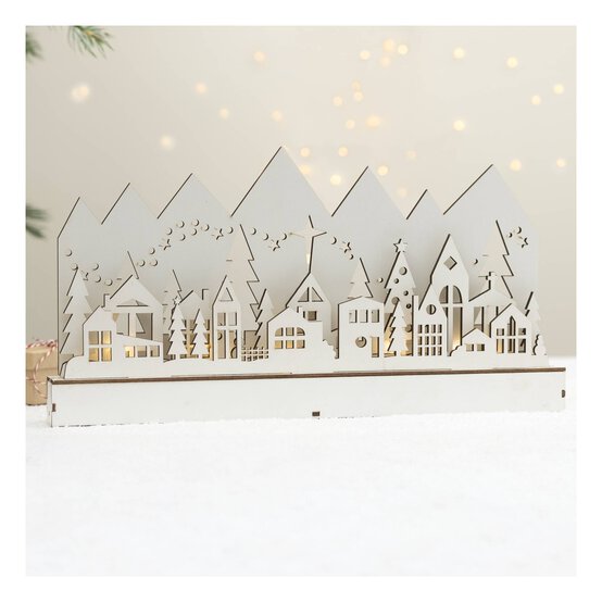 Light-Up Wooden Christmas Village Scene image number 2