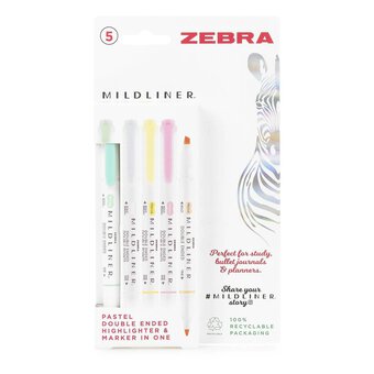 Zebra Assorted Pastel Mildliner Pens 5 Pack