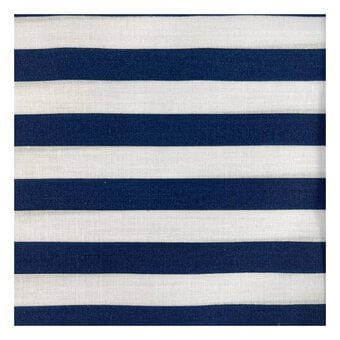 Navy and White Stripe Polycotton Fabric by the Metre image number 2