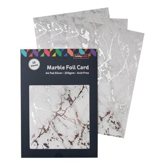 Silver Marble Foil Card A4 16 Sheets