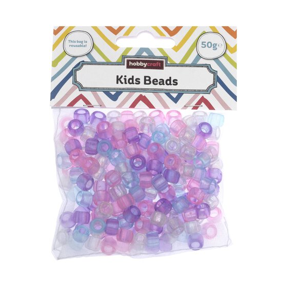 Pink, Purple and Blue Pony Beads 50g image number 4