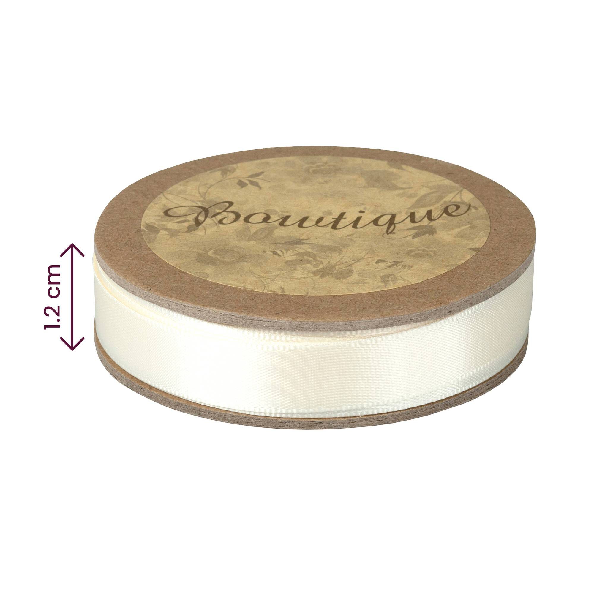 12 White Ribbon Ramo Antique White Double-Faced Satin Ribbon 12mm x 5m | Hobbycraft