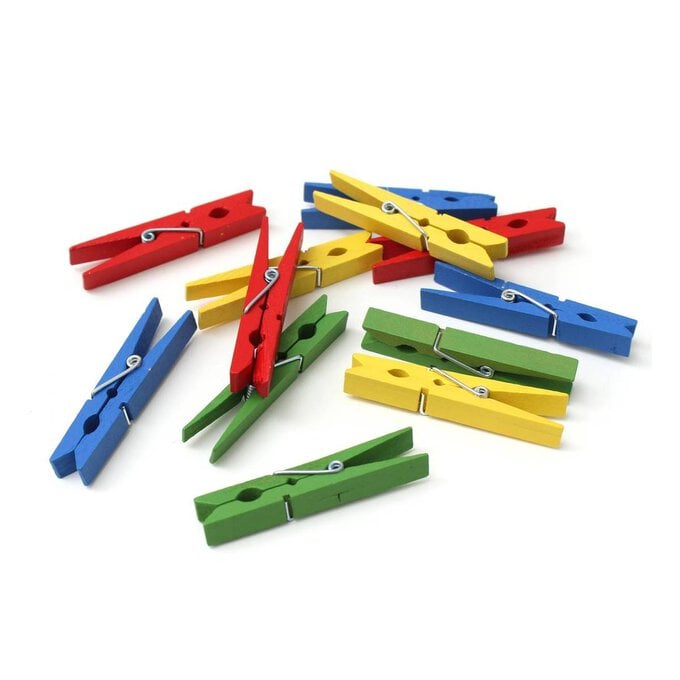 Coloured Wooden Pegs 7cm 12 Pack