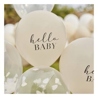 Ginger Ray Hello Baby Taupe and Cloud Confetti Balloons 5 Pack image number 3