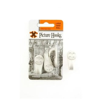X Large White Nylon Hard Wall Hooks 3 Pack