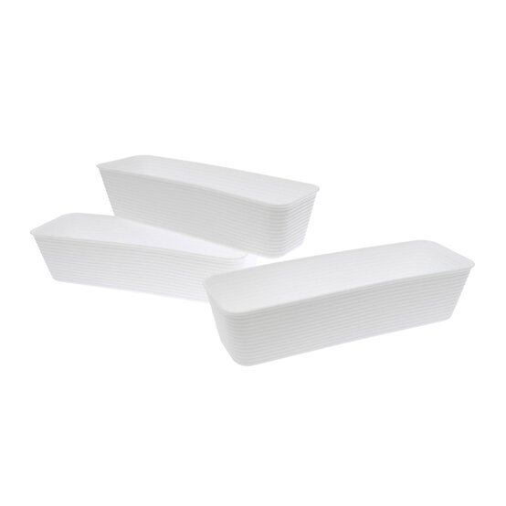 White Long Storage Organisers 26cm x 8cm 3 Pack  image number 1