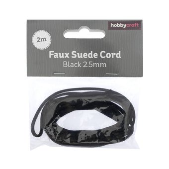 Black Faux Suede Cord 2m 