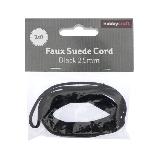 Black Faux Suede Cord 2m  image number 1