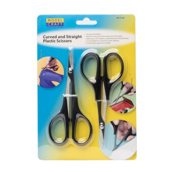 Modelcraft Curved and Straight Plastic Scissors 2 Pack