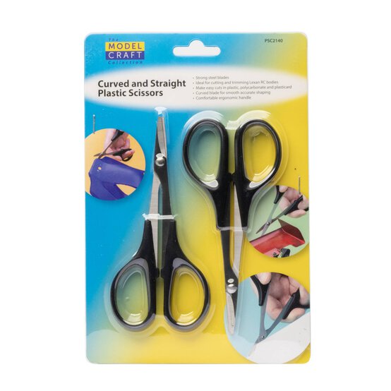 Modelcraft Curved and Straight Plastic Scissors 2 Pack image number 1