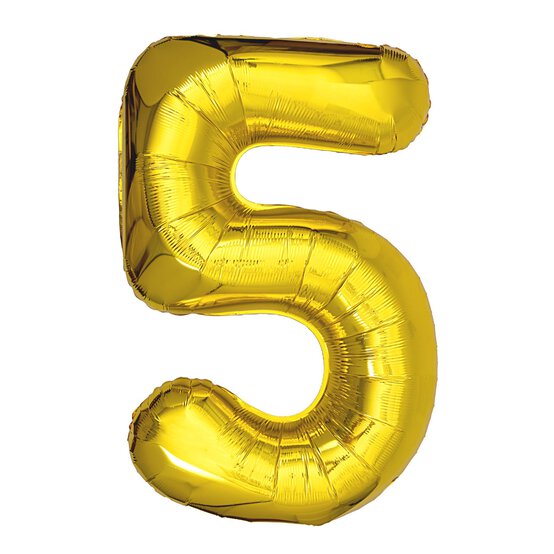 Extra Large Gold Foil Number 5 Balloon image number 1