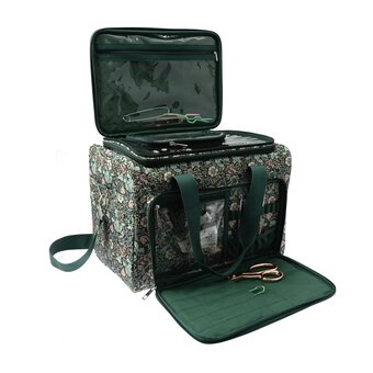 Floral Wood Block Large Craft Project Bag