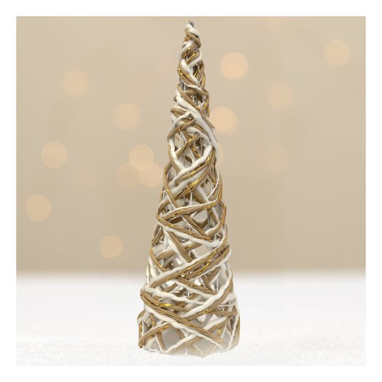 White and Gold Rattan Wire Tree 40cm image number 1