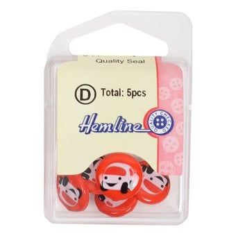 Hemline Red Novelty Car Buttons 5 Pack image number 2
