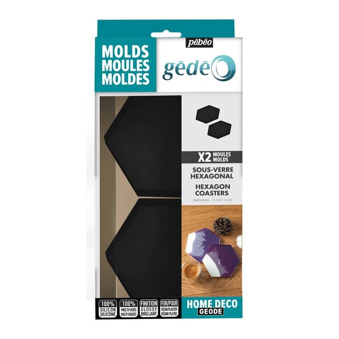 Pebeo Gedeo Hexagon Coaster Moulds 2 Pack image number 1