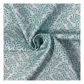 WI Garden Delight Green Flower Chain Cotton Fabric by the Metre